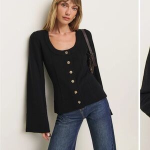 Reformation Karina Regenerative Wool Scoop Neck Cardigan